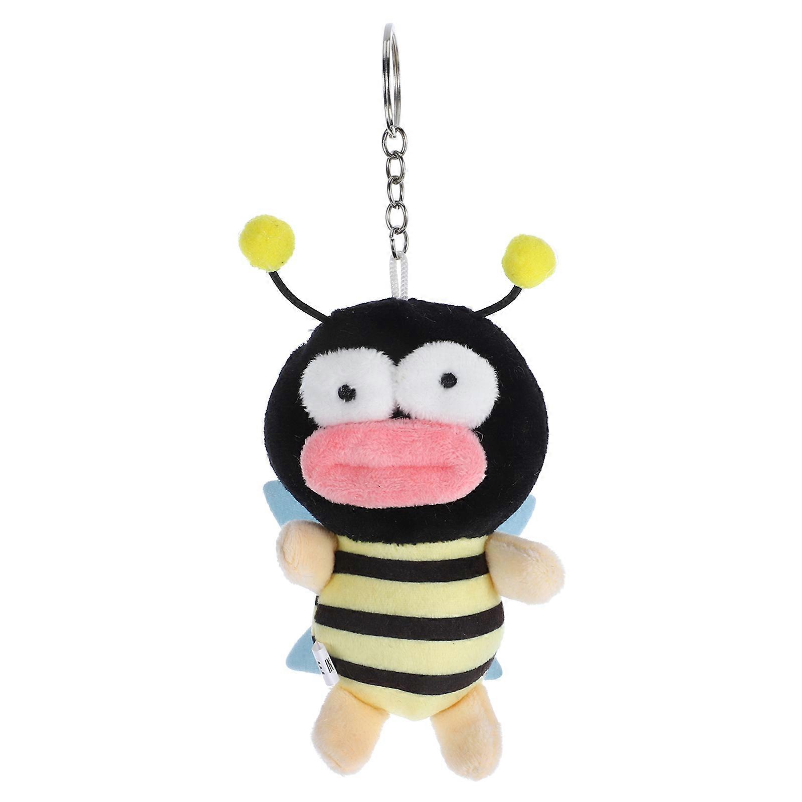 Bee Key Chain Ornament with Plush Pendant for Hanging 2Pcs Gift
