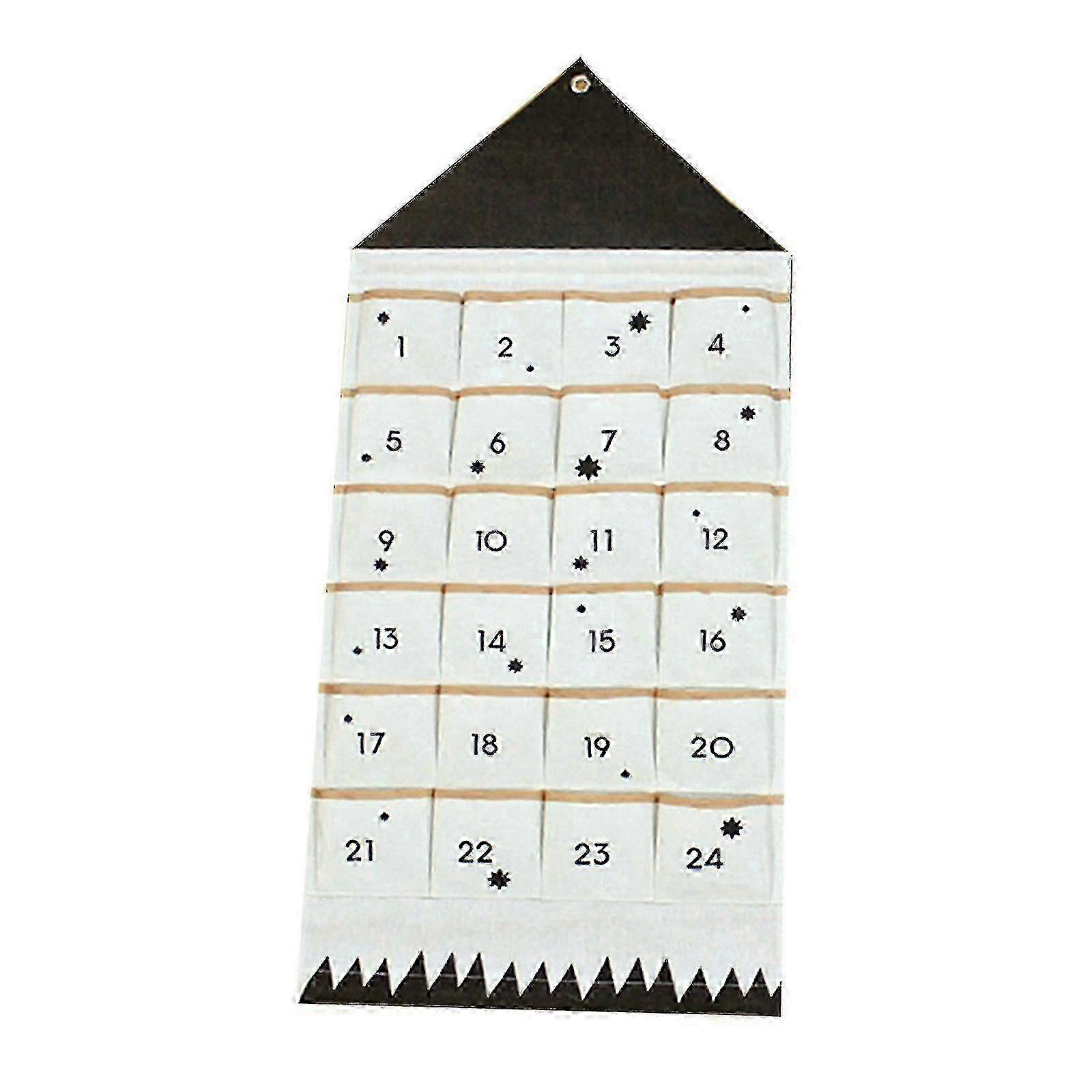 24 Pockets Fabric Christmas Calendar To Hanging Xmas Ornaments Party Advent Drawstring Bags Embellishments