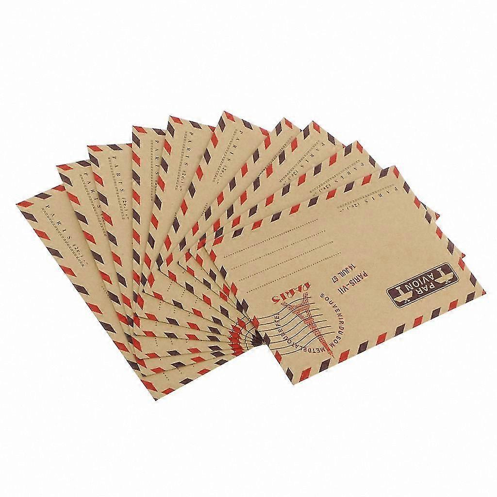 40-Pack Assorted Vintage Airmail Envelopes in Kraft Paper, 4 Unique Designs