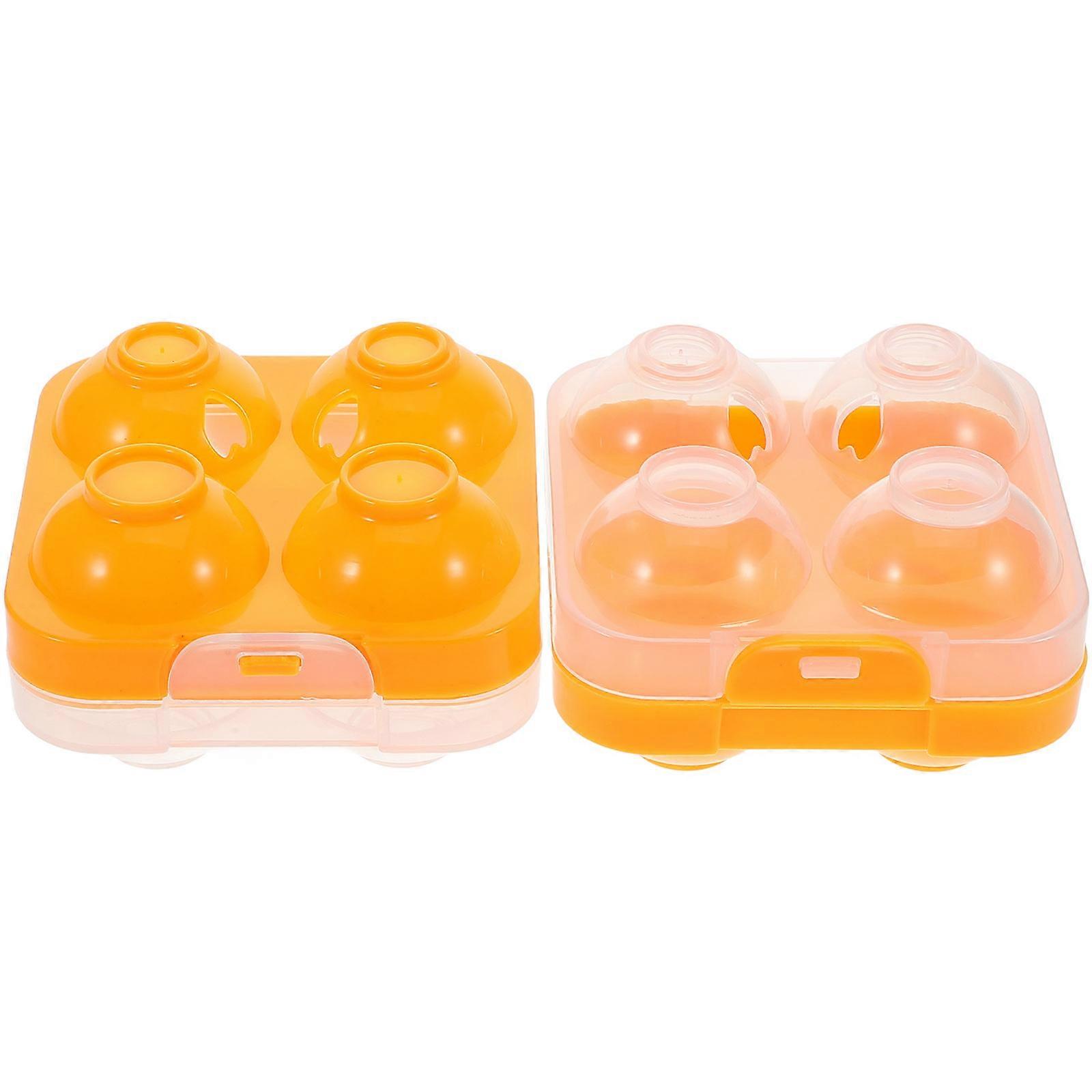Orange Plastic Egg Cartons 4 Count Egg Holder for Kitchen Use 2Pcs