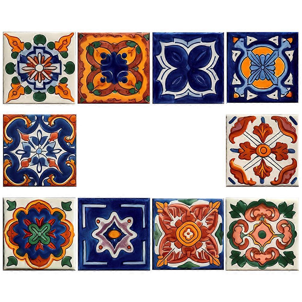 Tile Sticker Morocco Style for Interior Renovation Pvc Material Decorative 10Pcs
