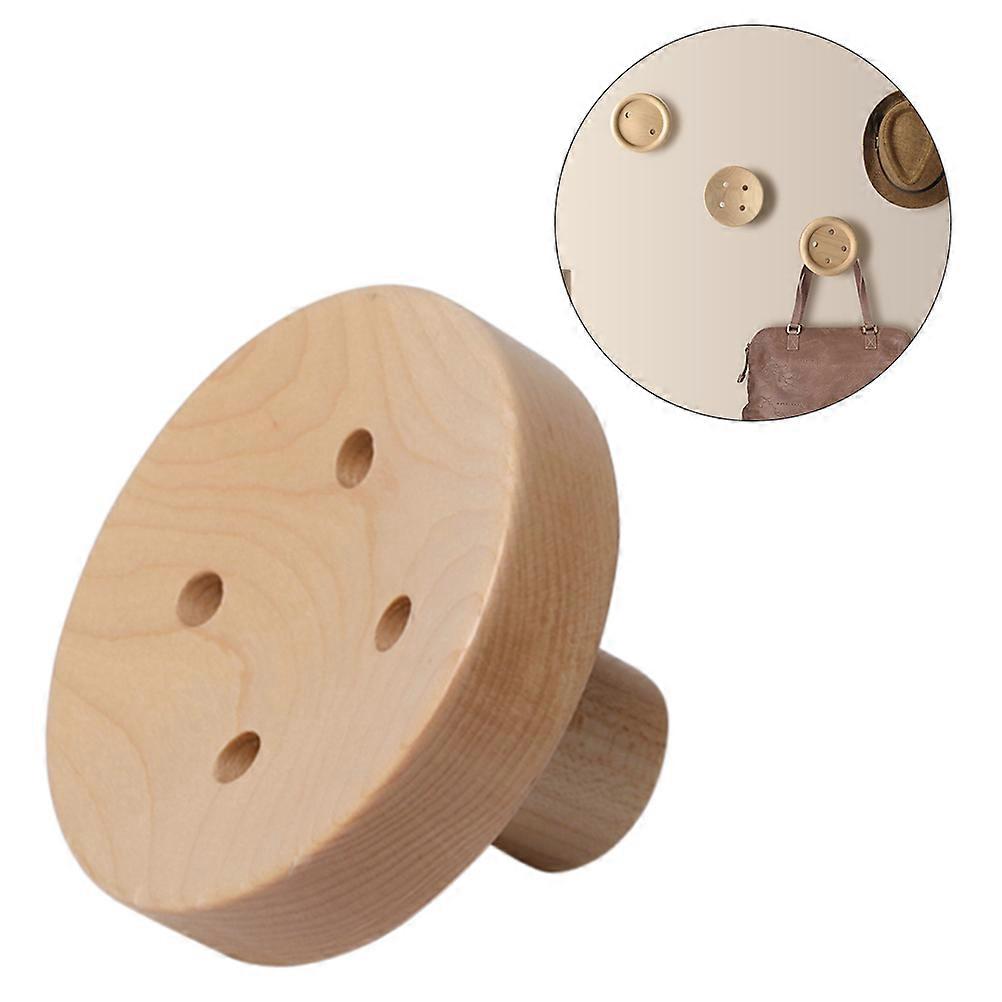 Hanging Clasp Wooden Button Coat Hook for Hanging 3Pcs Wall Mounted Khaki