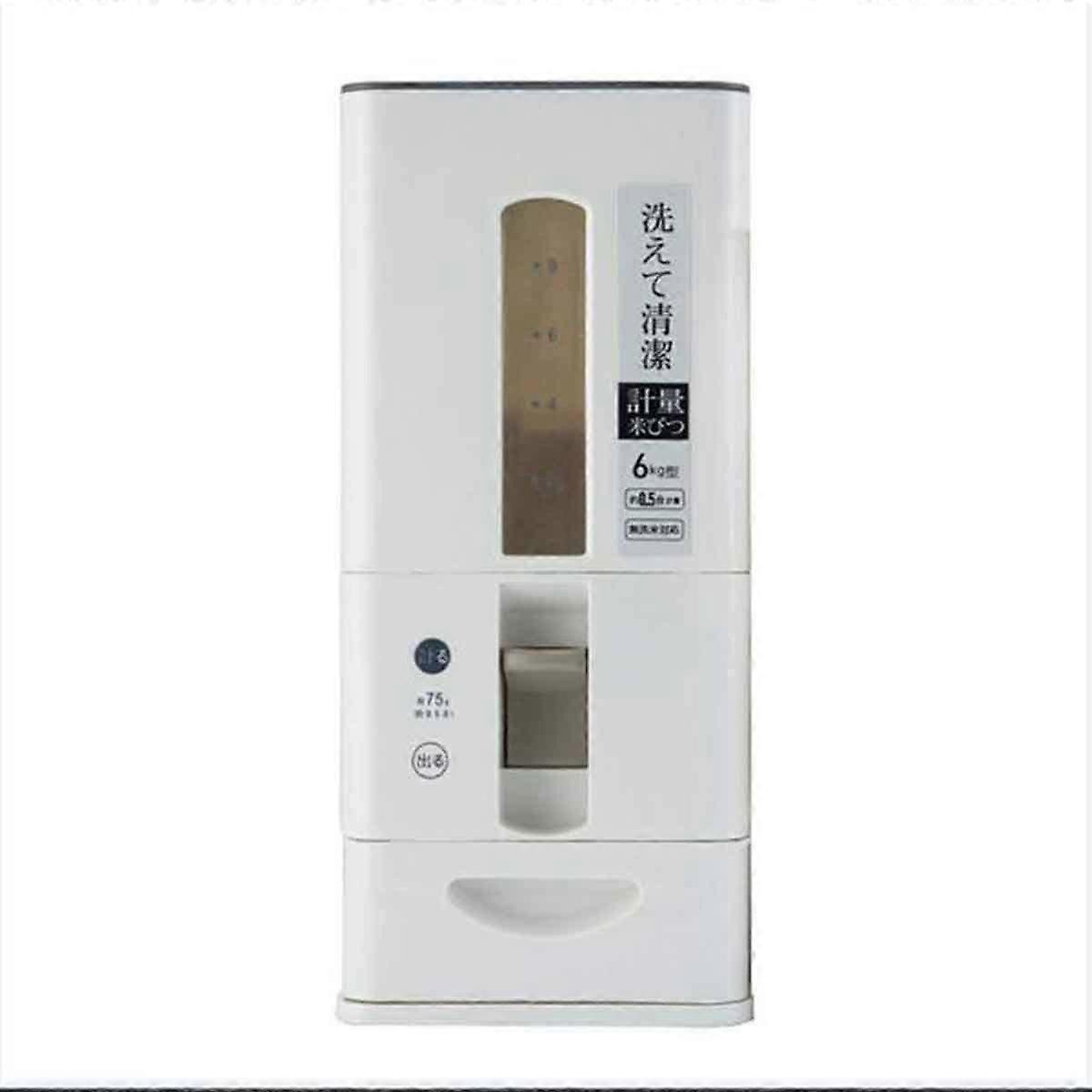 Rice Container White 6 Kg With Cover PP Safe Food Storage Removable Lid Rice Dispenser