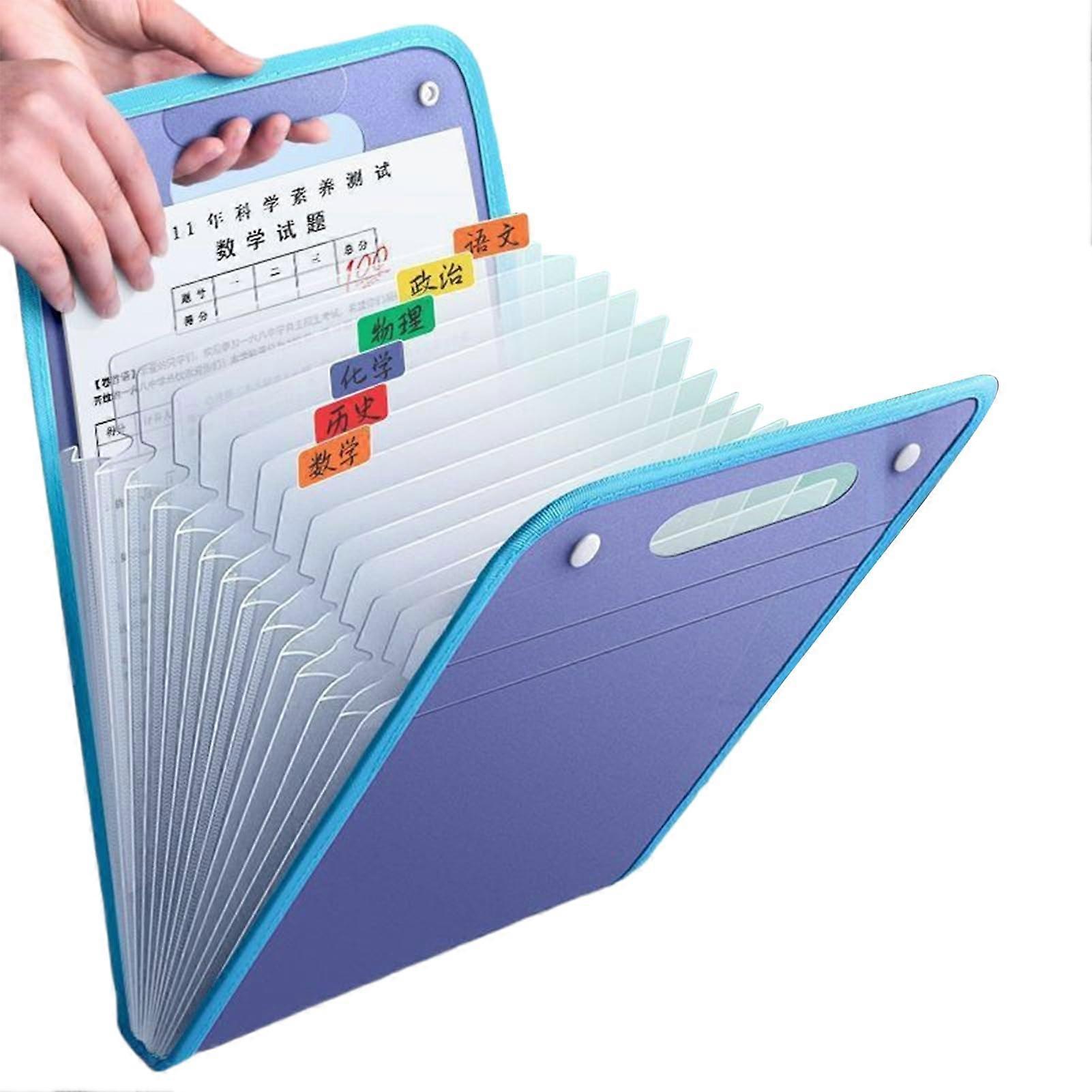 Aktenordner Organizer - Portable Document Organizer with Multiple Compartments for Small Business, School, and Office, Blue