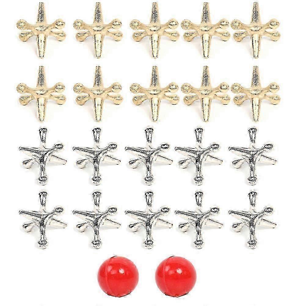 Portable Traditional Jacks Game Set, Eye-Hand Coordination Builder With Retro Metal Jacks, Classic Game For Indoor Outdoor Play, Decorative Metal