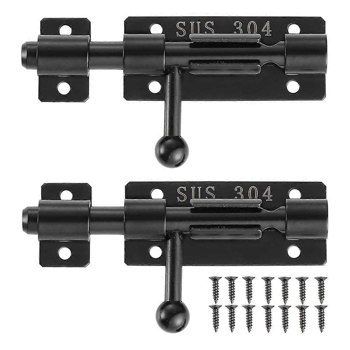 Barrels Bolt Door Latch with Padlock Hole, Slide Door Lock 2 Pack