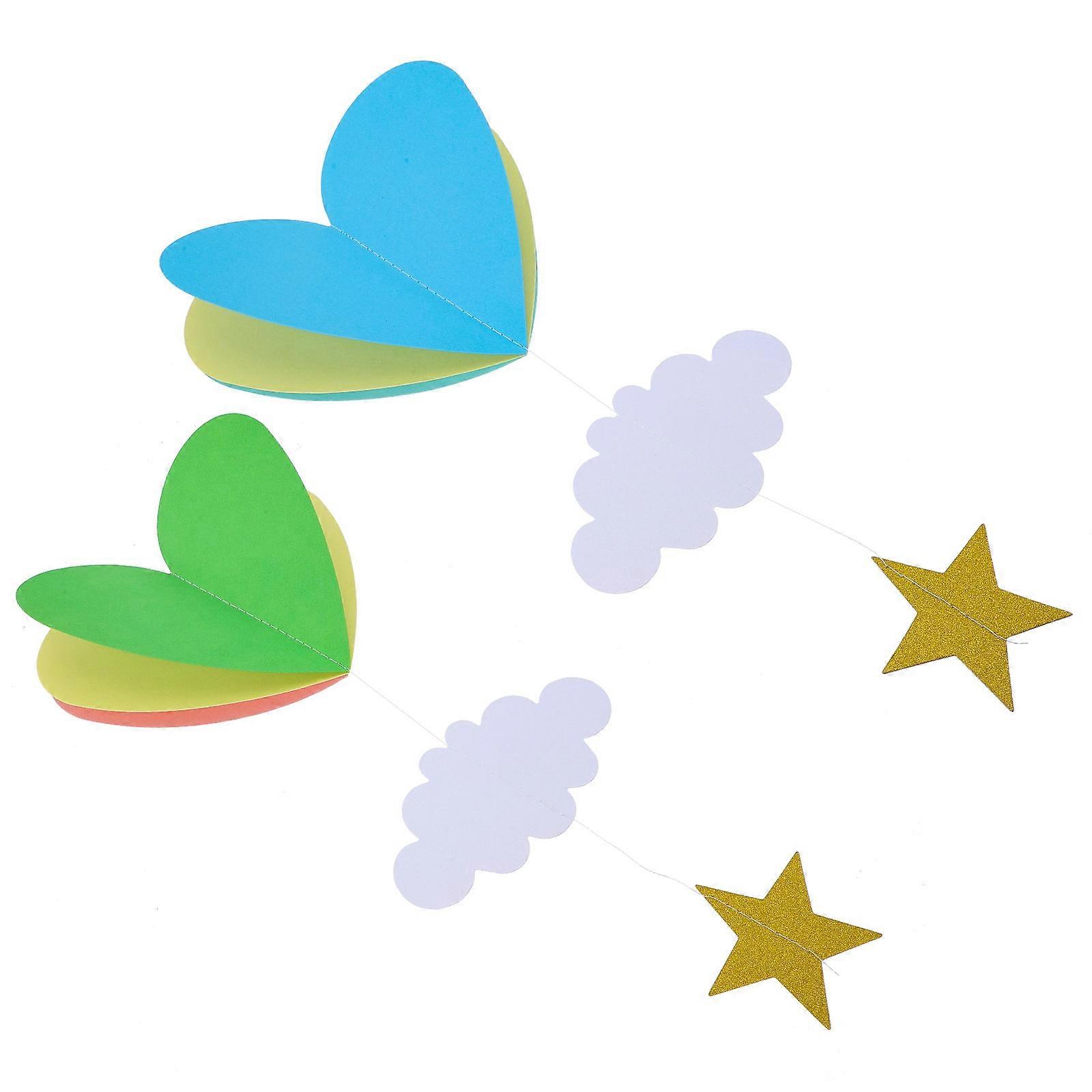 Multi-Colored 3D Heart Shape Paper Garland For Children's Party Featuring Star And In 6 Pcs