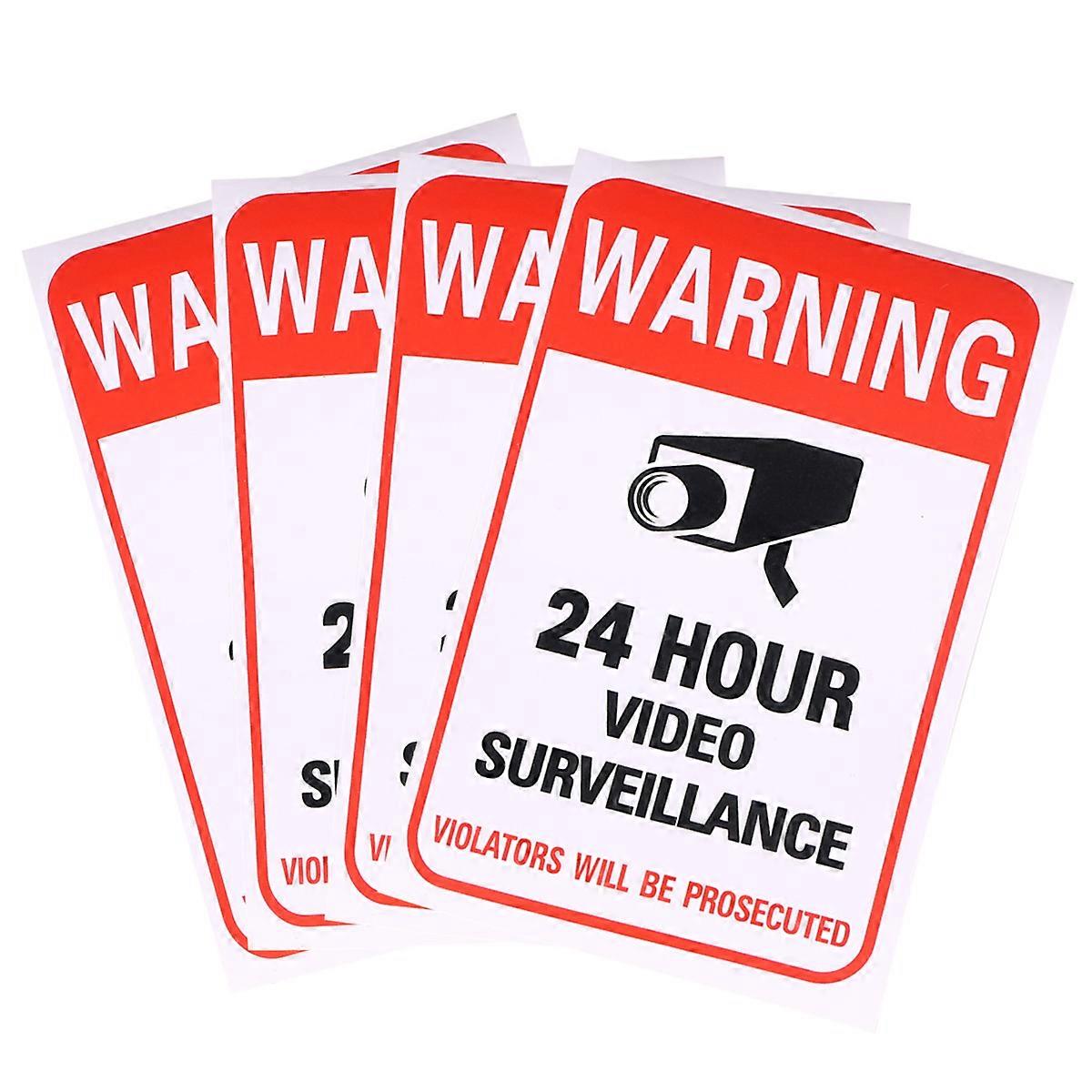 Video Warning Sign 10 Pcs Cctv Sign Outdoor Use 15.7x10.3cm Multi Rectangular Warning Decal