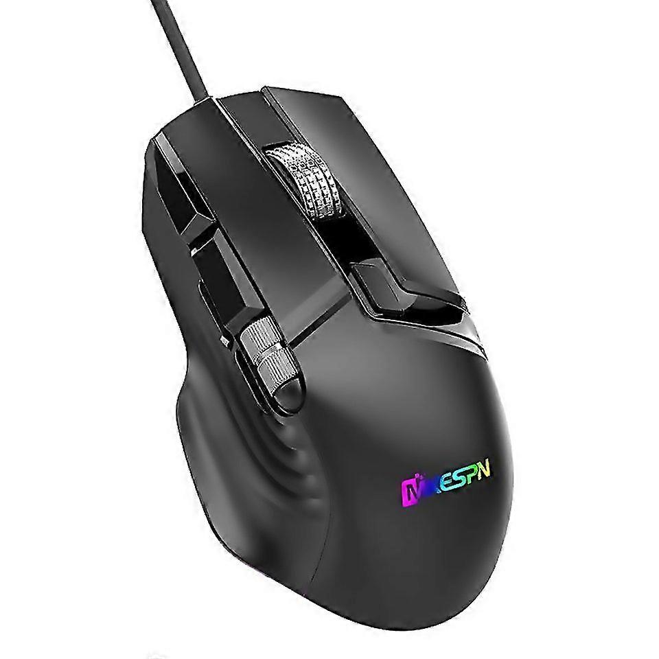 For Mkespn X13 Rgb Full Speed Wired Gaming Mouse 12400 Dpi 10key Dual Scroll Wheel Swing Macro Progr