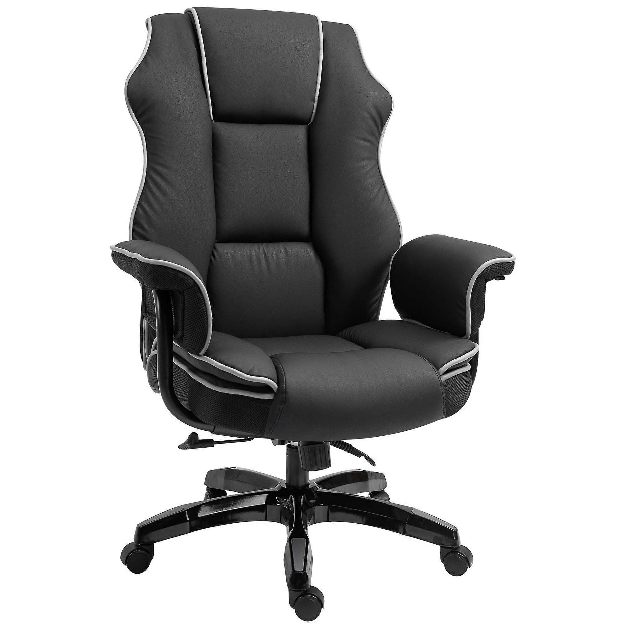 Black Ergonomic Office Chair Height Adjustable Swivel Leather 360°