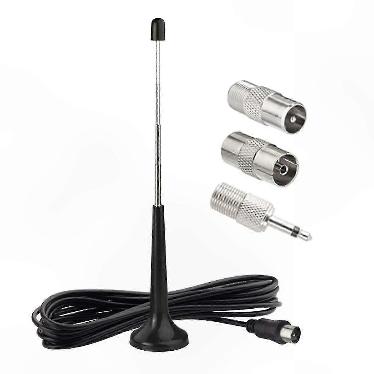 Indoor FM Radio Antenna with 3 Adapters for Digital Household Use Telescopic Design for Enhanced Reception