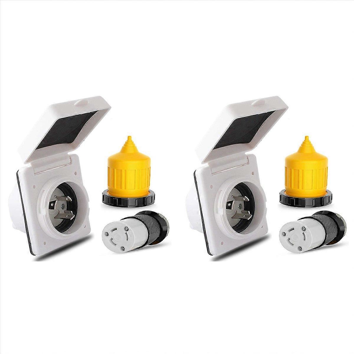 30AMP RV Power Inlet Outlet Shore Power Kit w/Boot Cord Protector