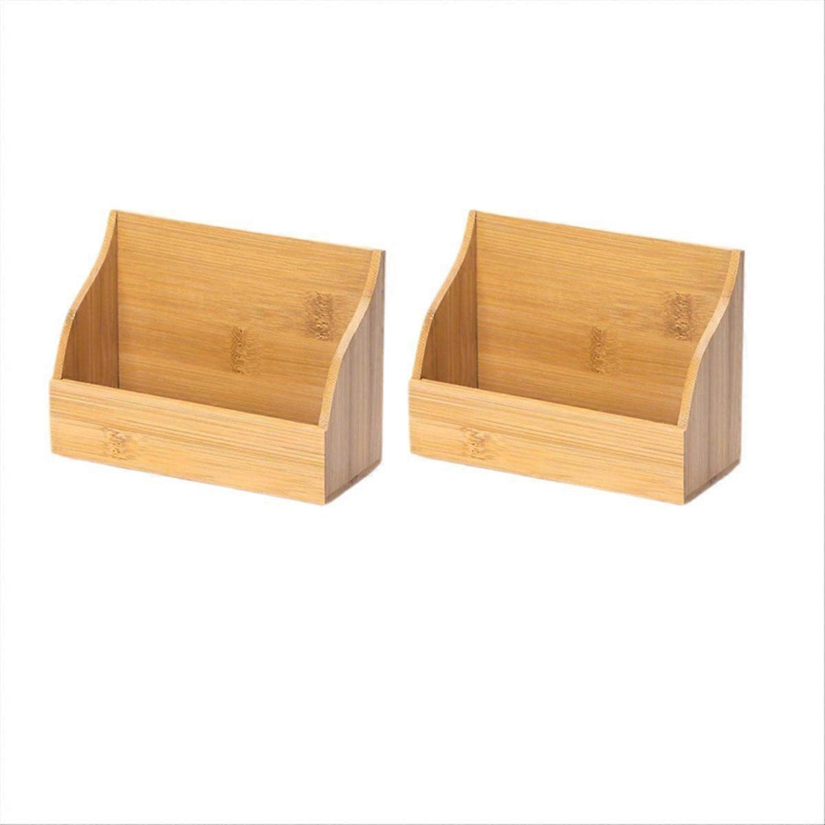 2 PCS Wood Index Card Holder 4x6 Index Card Display Stand Notecard Box Business Cards Organizer Pos