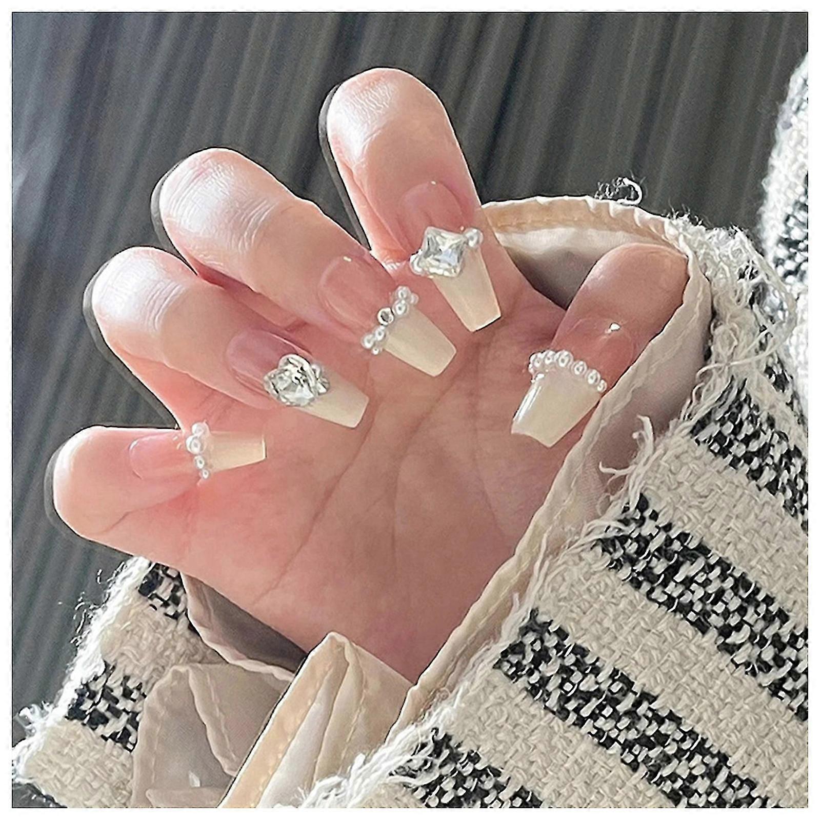 Milky White Artificial Press-on Nails Patch Popular Durable Press-on Nails For Finger Nail Diy At-home