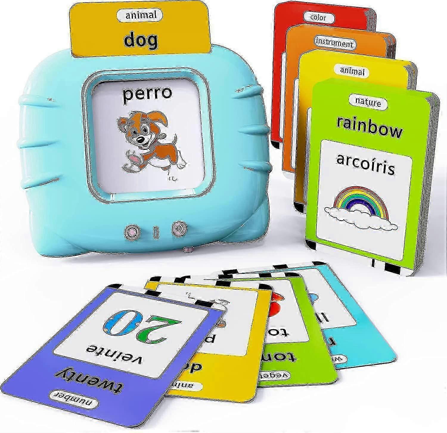 Espanjan ja englannin kaksikieliset ble-muistikortit leikkivät musiikilla, opi espanjaa ja englantia lapsille, Nias, Nios, Bebes Cyan