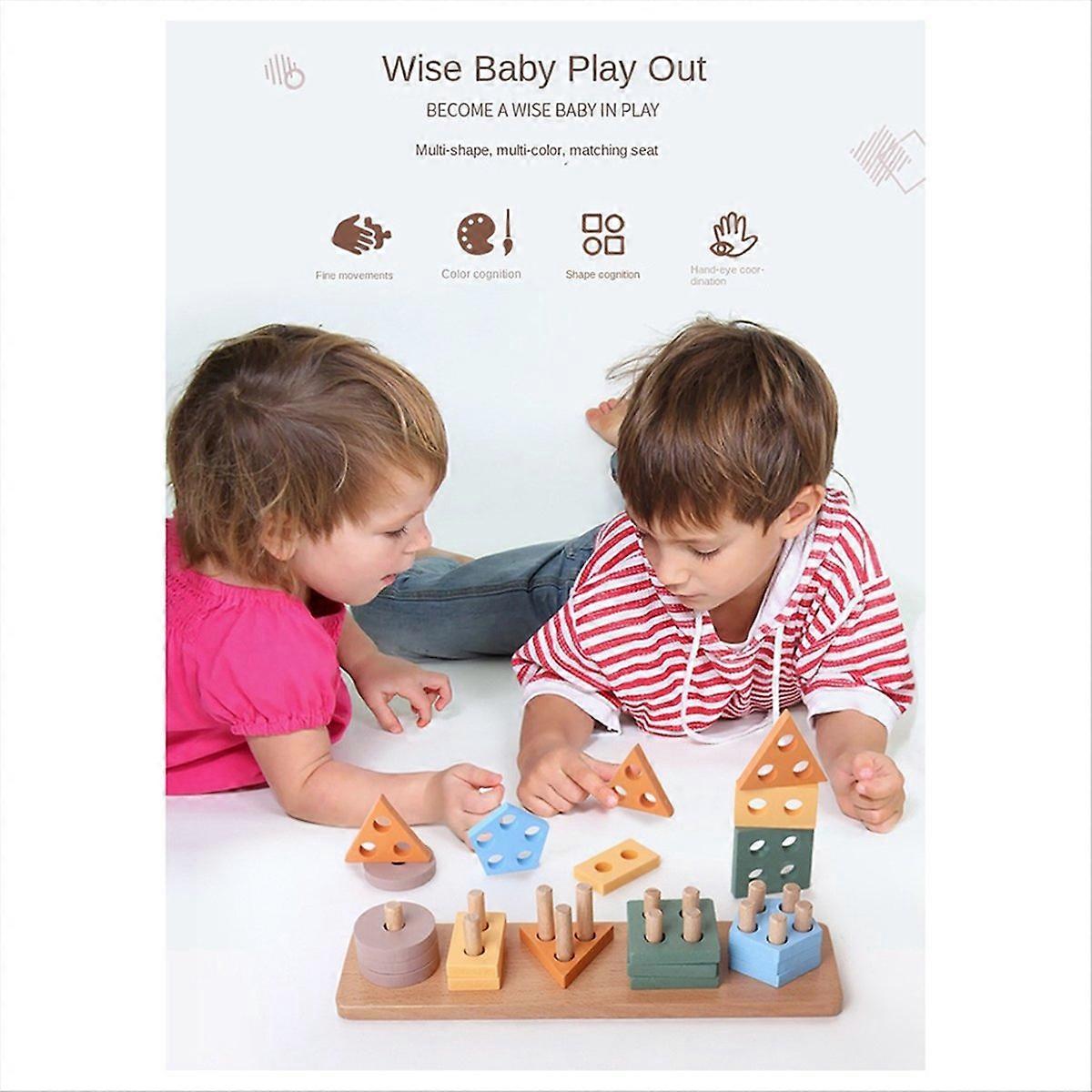 Wooden Sorting & Stacking Puzzle for Toddlers & Preschoolers