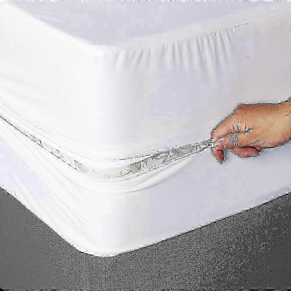 Waterproof Mattress Cover for Double Bed - 6-Sided Fully Enclosed with Zipper, Dust-proof Fitted Sheet