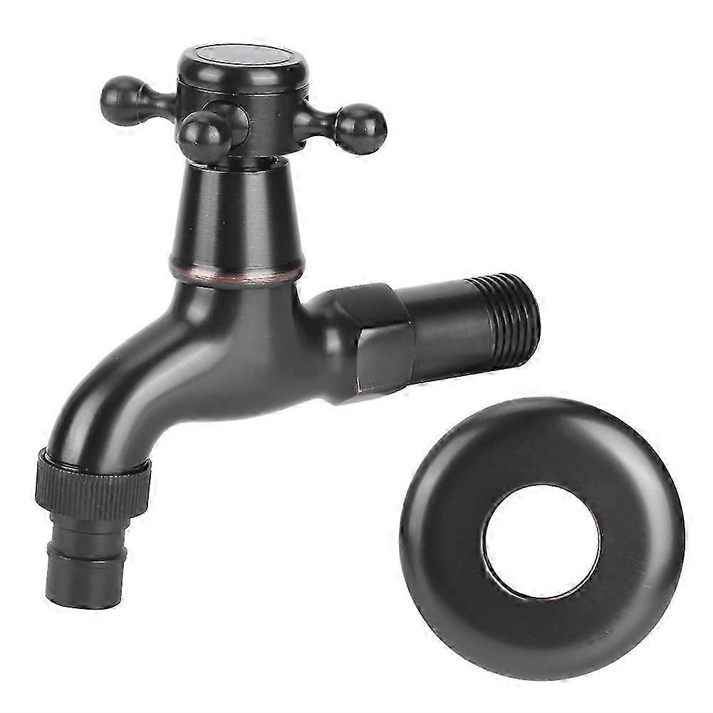 G1/2in Thread Retro Style Water Tap Brass Black Short Type Washing Machine Quick Open Faucet