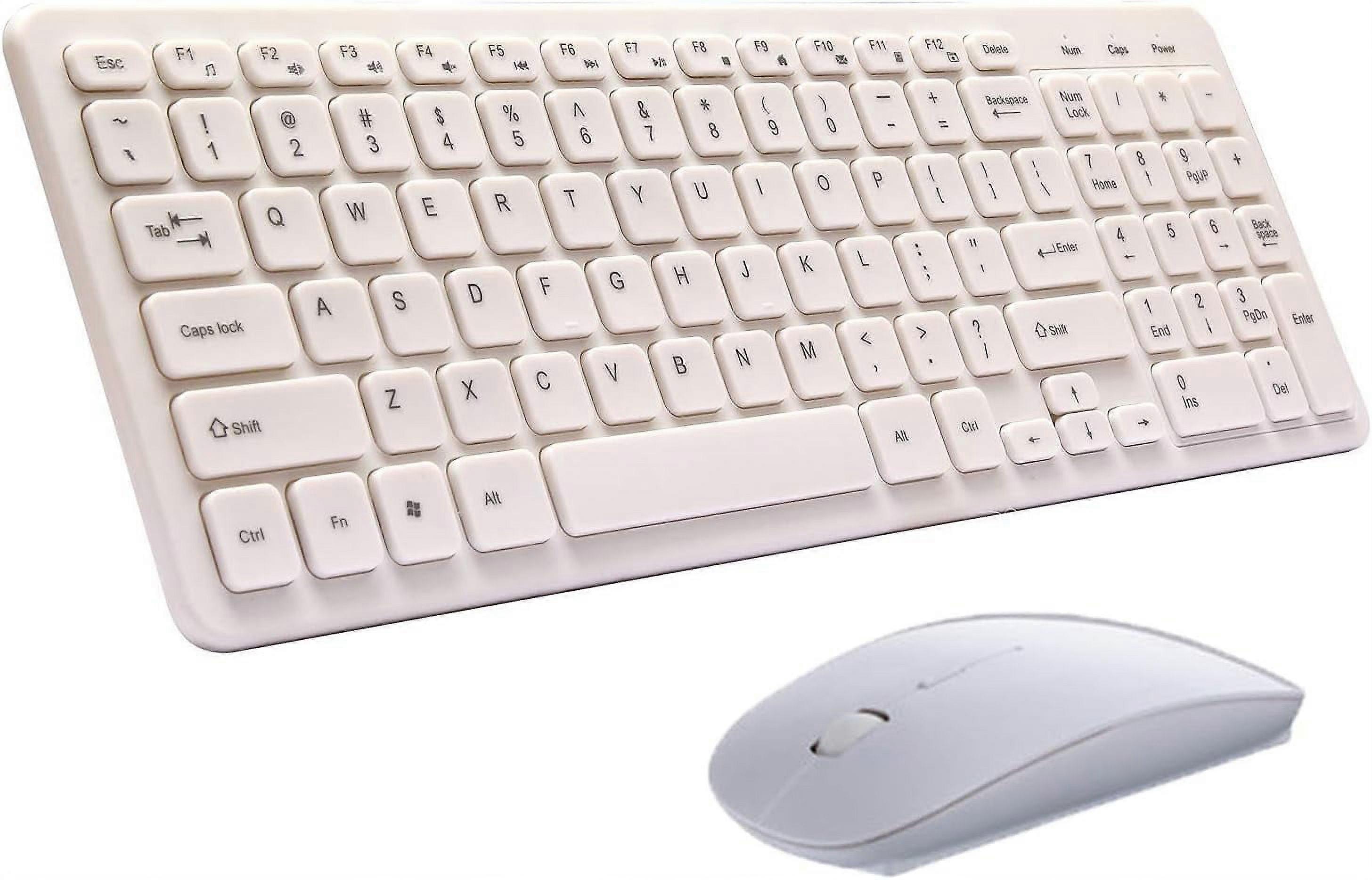 LINLIN Wireless Keyboard and Mouse Combo, Quiet 2.4G Full-Size, Ergonomic Optical Mice with USB Receiver for PC, Laptop