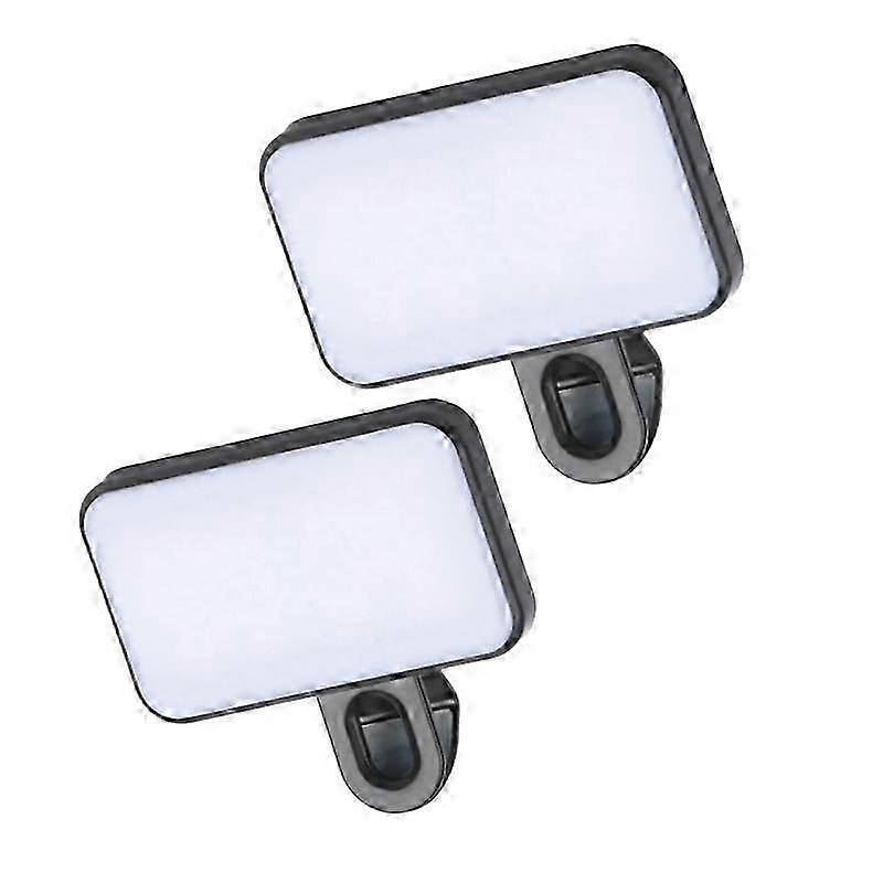 2Pcs Portable Mini Selfie Fill Light Rechargeable 3 Modes Adjustable Brightness Clip On For Mobile Phone Computer Fill Light
