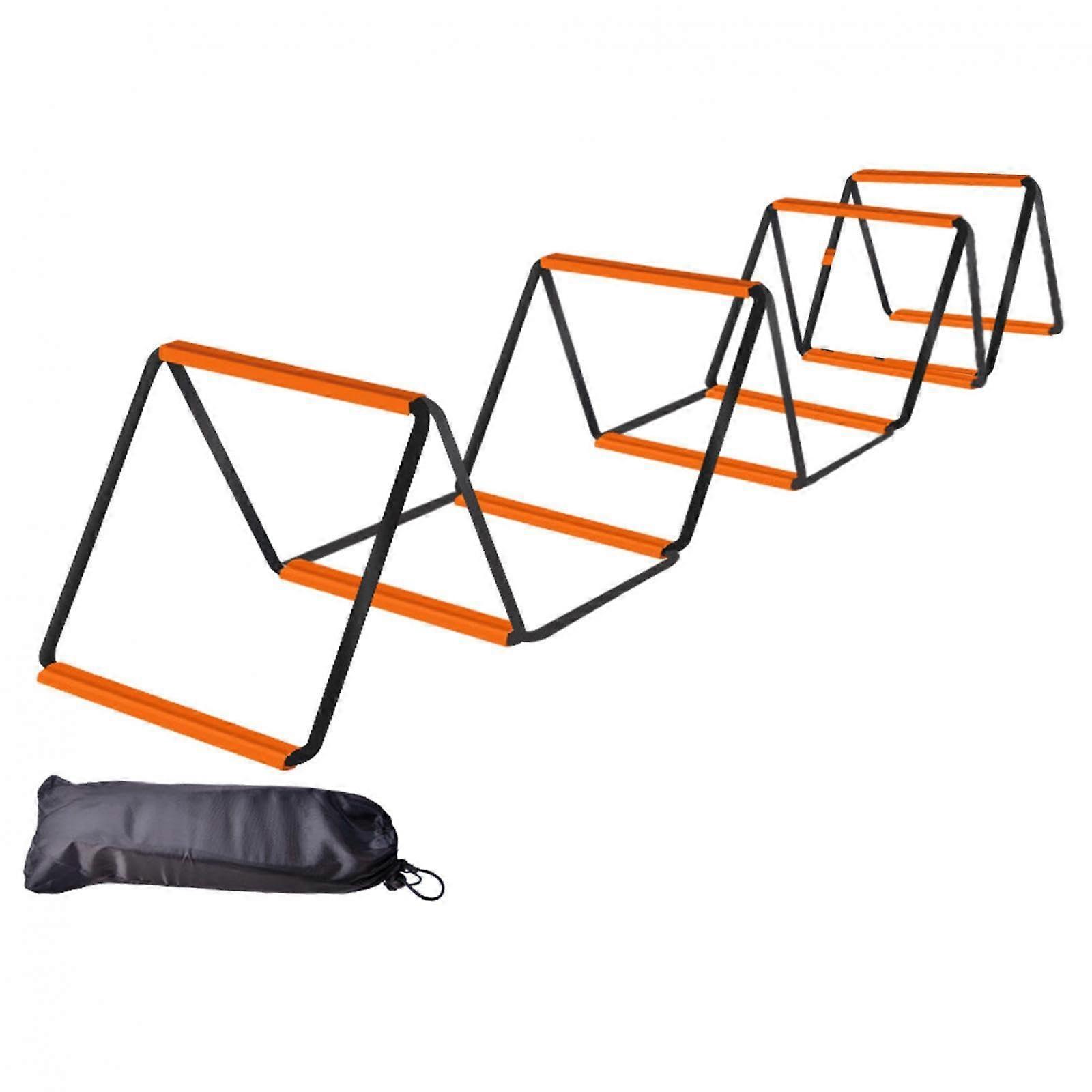 Agility Ladder Easy Setup Folding Portable 10 Grids Football Footwork Training With Bag Black Orange