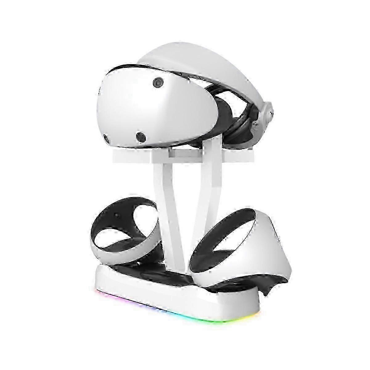 For PS VR2 Charging Station with Colorful RGB Light and Headset Holder,VR Game Controller Charging