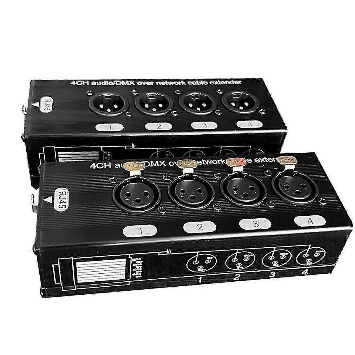 4 Channel Network Signal Extender 4 XLR to Rj45 Extender, for Stage Sound Lighting and Recording St