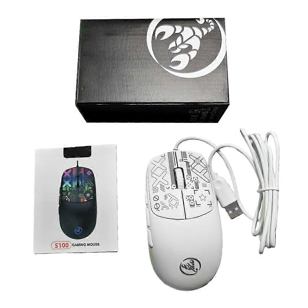 Multiple Color Backlit USB Corded Mouse 3600DPI 6 Programmable Button For Desktop Laptop PC Computers  White