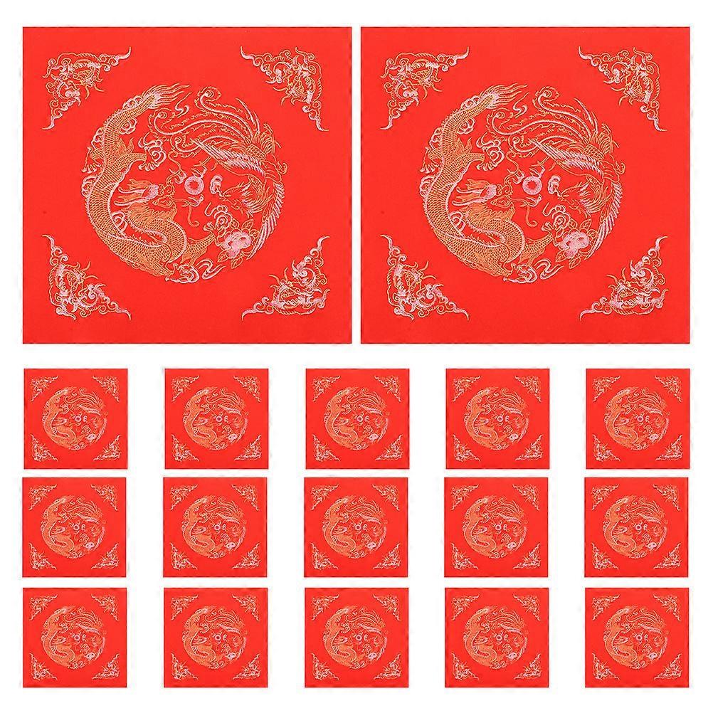 Rice Paper Calligraphy Fu Character Red Paper for 20Pcs Spring Festival