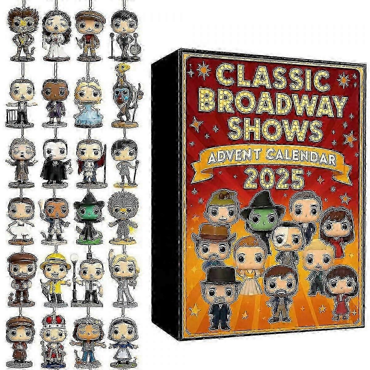 Broadway Shows 2025 Advent Calendar with 2D Acrylic Characters, 24-Day Christmas Countdown Gift