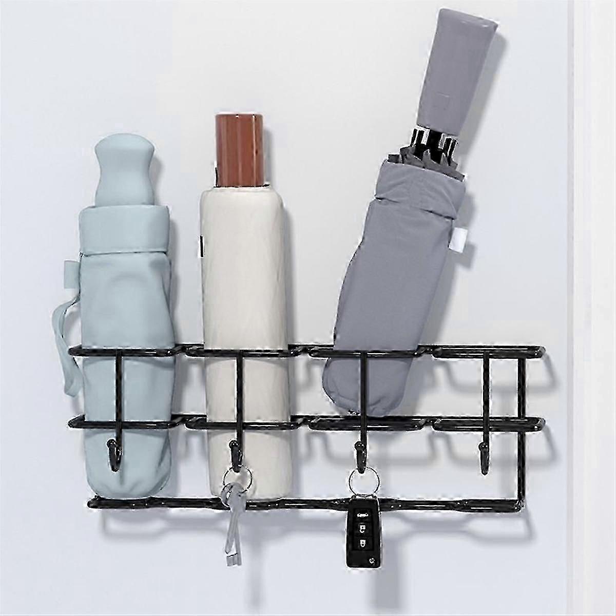 Umbrella Holder Rack Stand Drying Rack Drainer with 4 Hooks Entryway Home Door Storage Organizer Wa