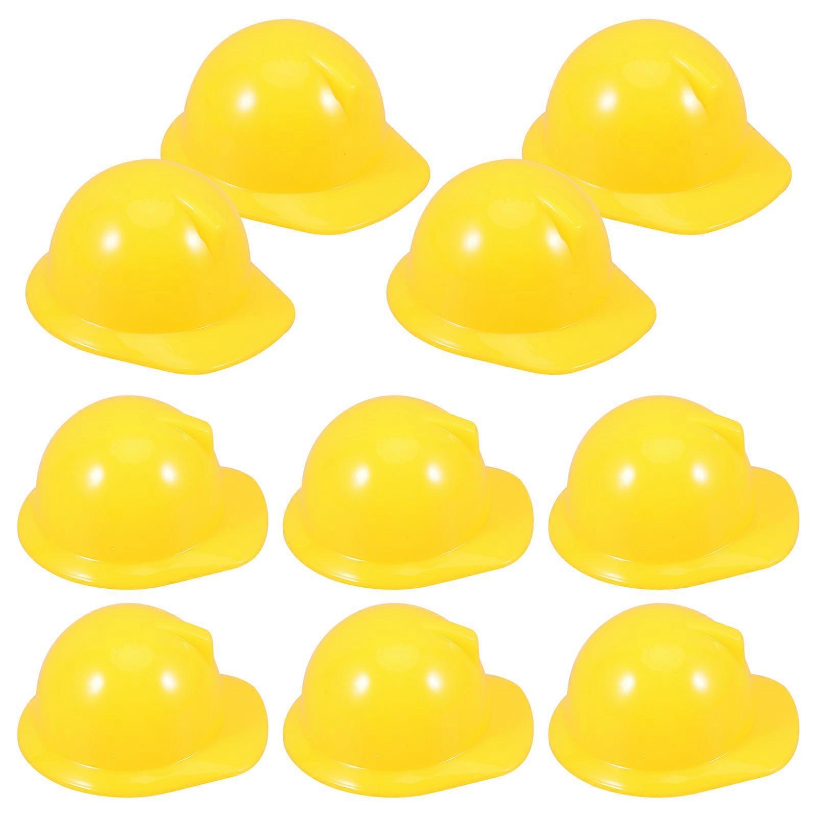 Miniature Construction Hat for Decor Plastic 10Pcs Yellow Mini