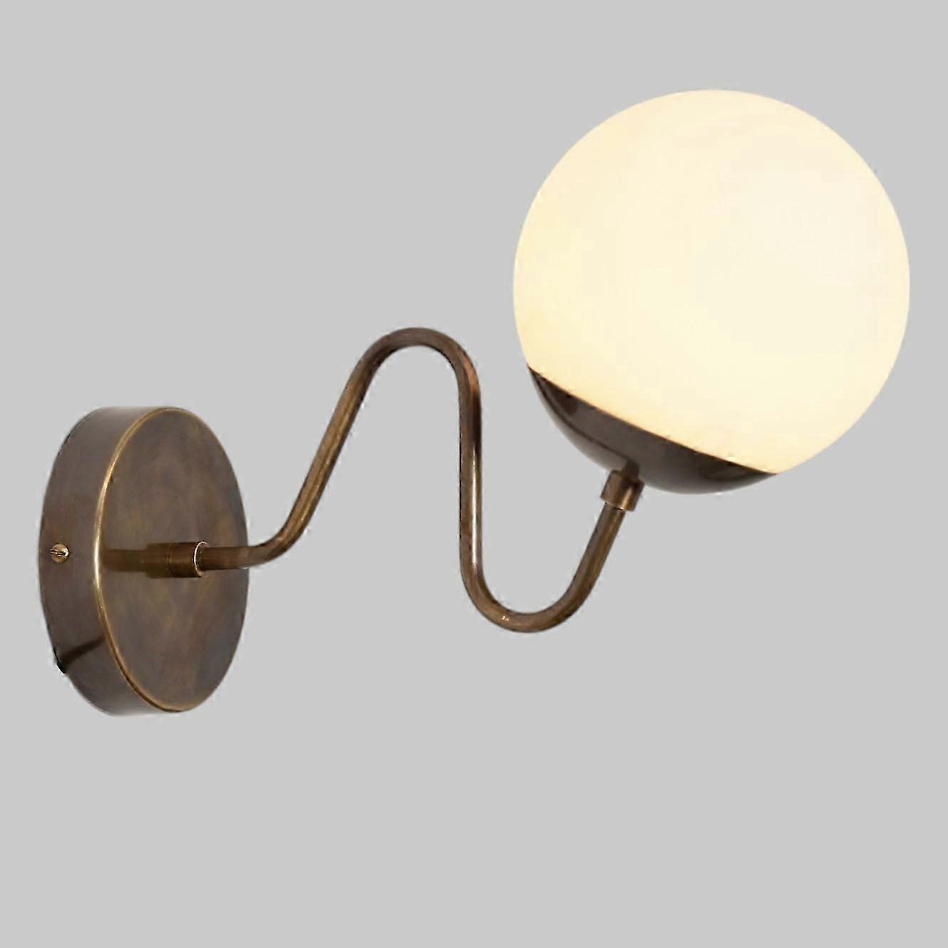 Modern Brass Zigzag Sconce With Globe – Sleek Mid-century Style