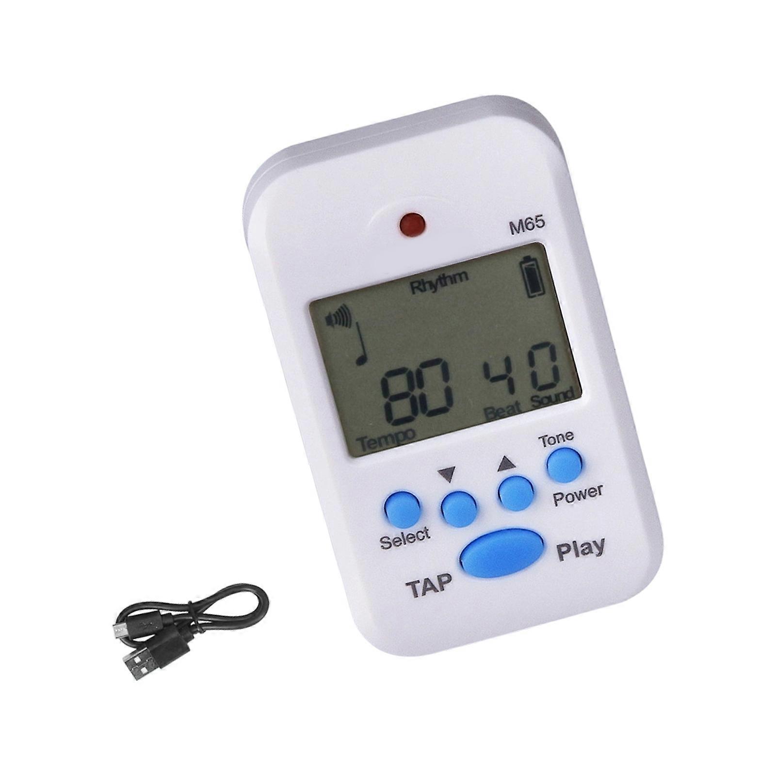Electronic Metronome Tone Generator Tuner Clip on Tempos Metronome LCD Digital Rhythm Metronome for Professional Runners  White