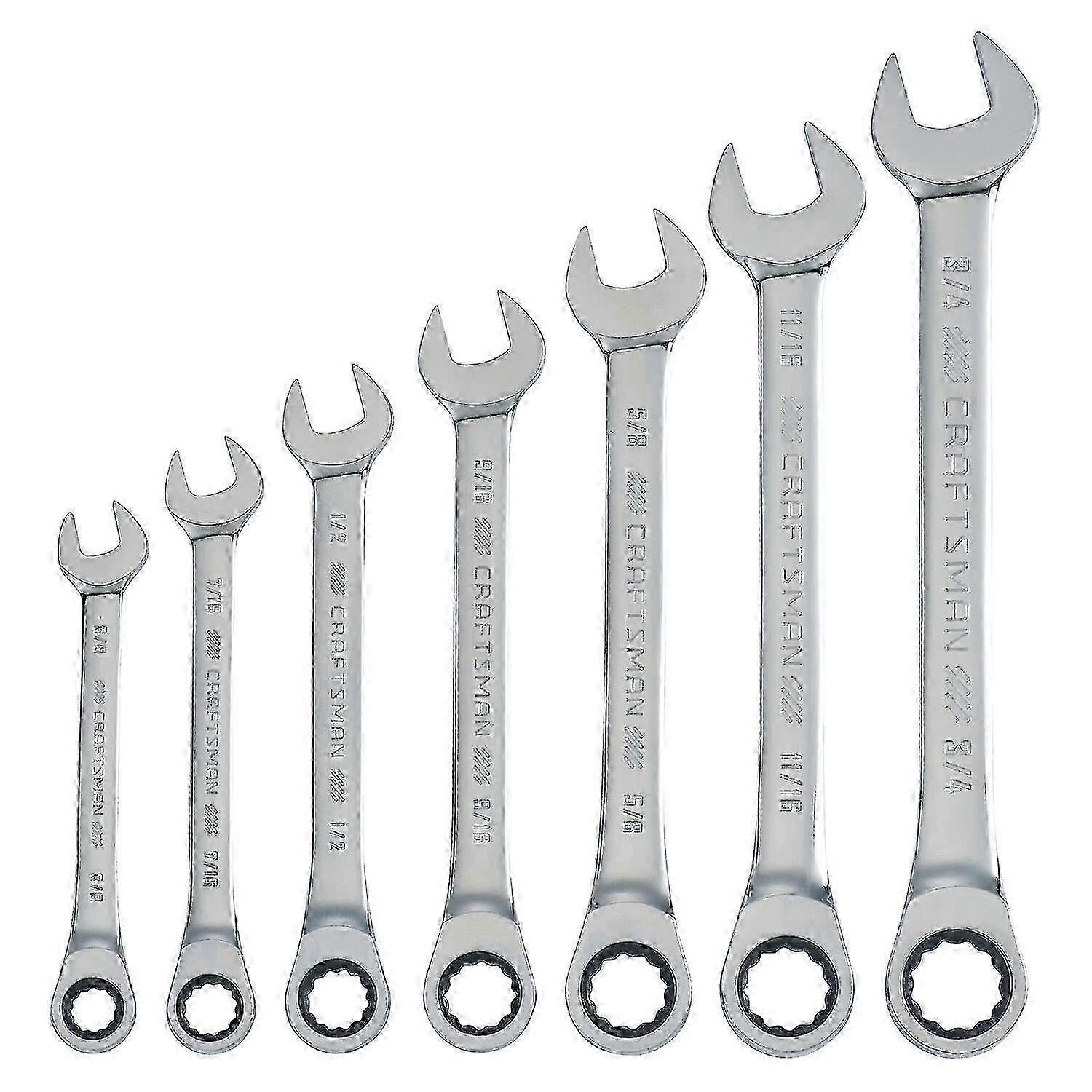 w 7 Piece Combination Ratcheting Wrench Set