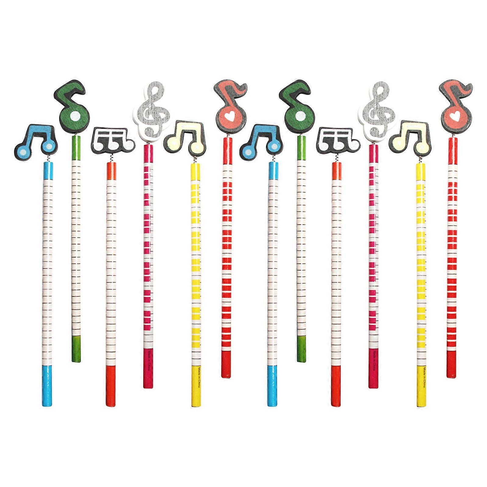12pcs Pencils Musical Notation Shape Student Exam Pencils for Children Students