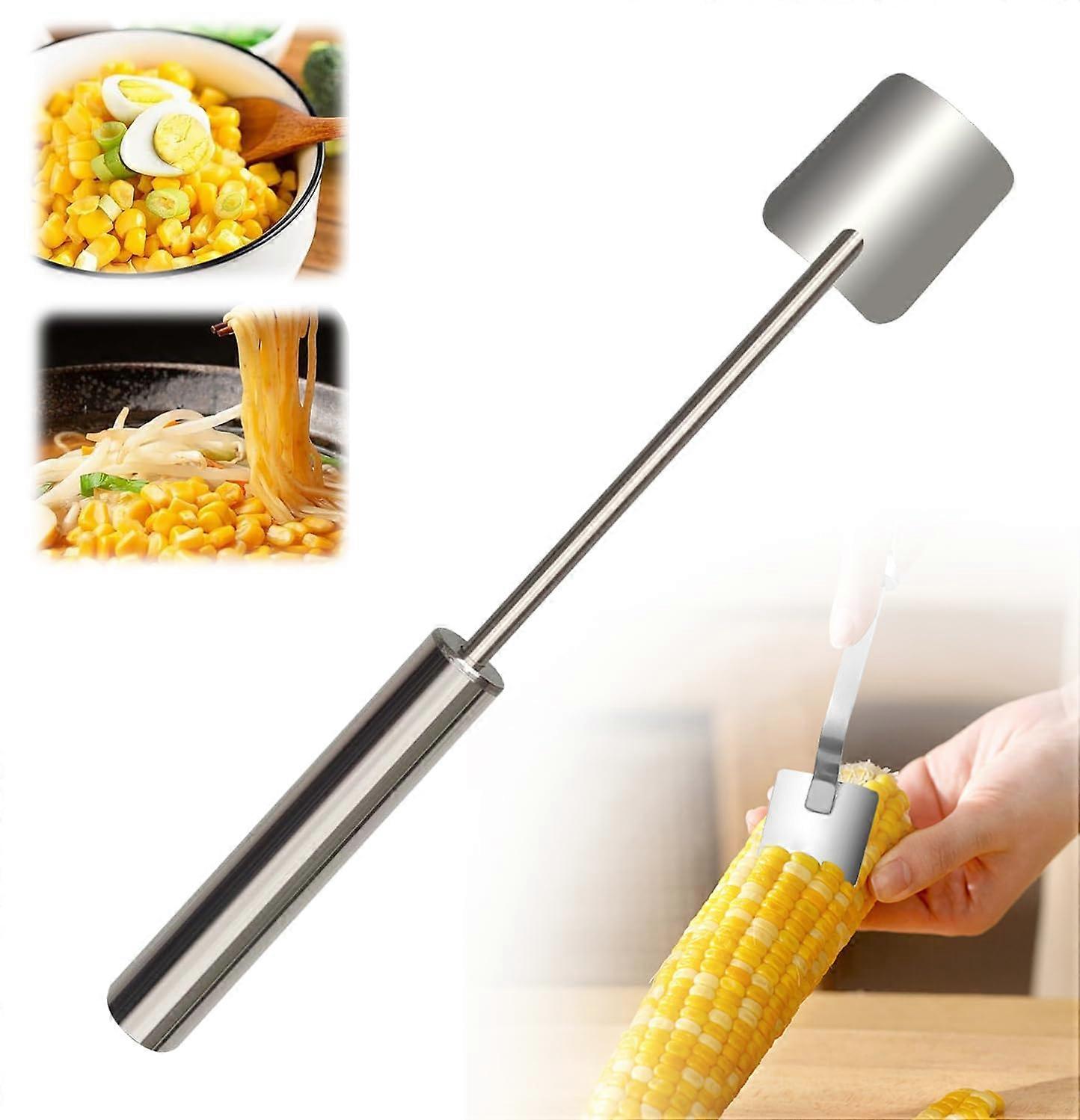 Stainless Steel Corn Peeler for Cob with Safe Pushdown Design, Fast Kernel Removal, 1PC Kitchen Tool