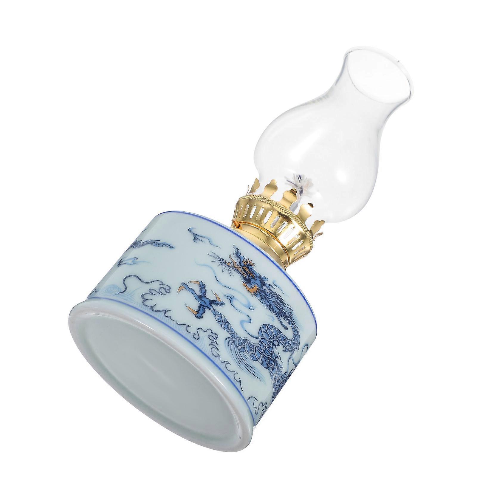 Decorative Ceramic Kerosene Lamp for Tabletop Use 1 Piece Vintage Hurricane Lamp