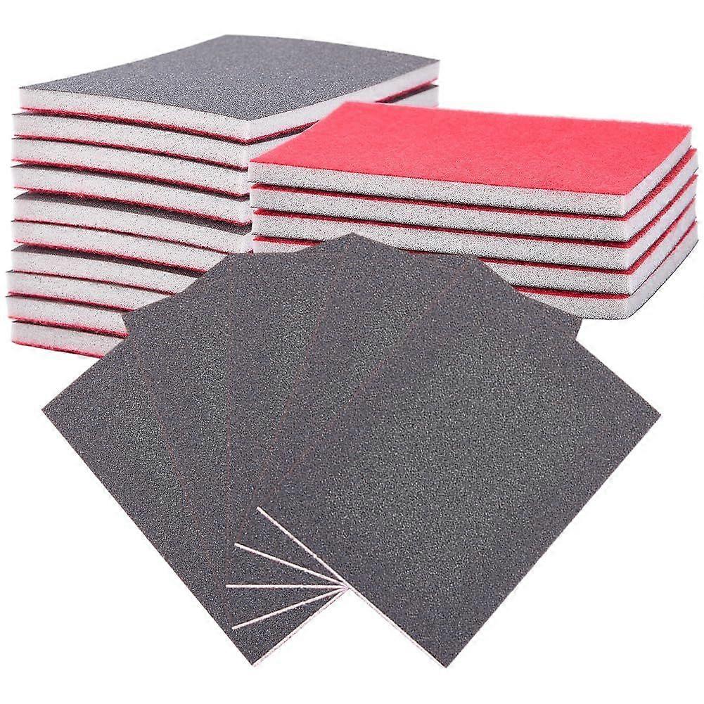 20Pcs 240 Grit Sanding Block Polishing Sandpaper Pads 4 x 2.8 Inch Rectangle Coconut Brown Sponge Wet Dry Foam Hand Grinding Tools Sheets for Model Dr