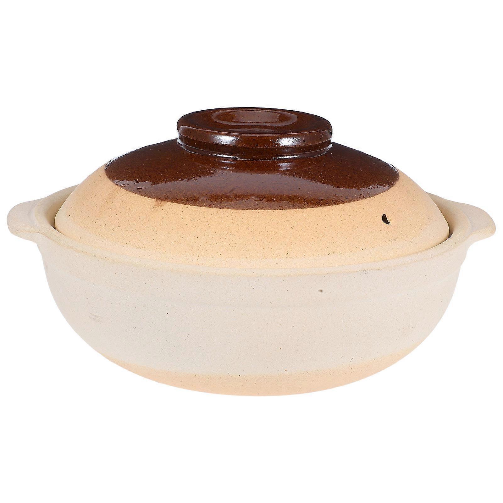 External Takeout Clay Pot Brown Ceramic Cooking Pot for Kitchen Handle