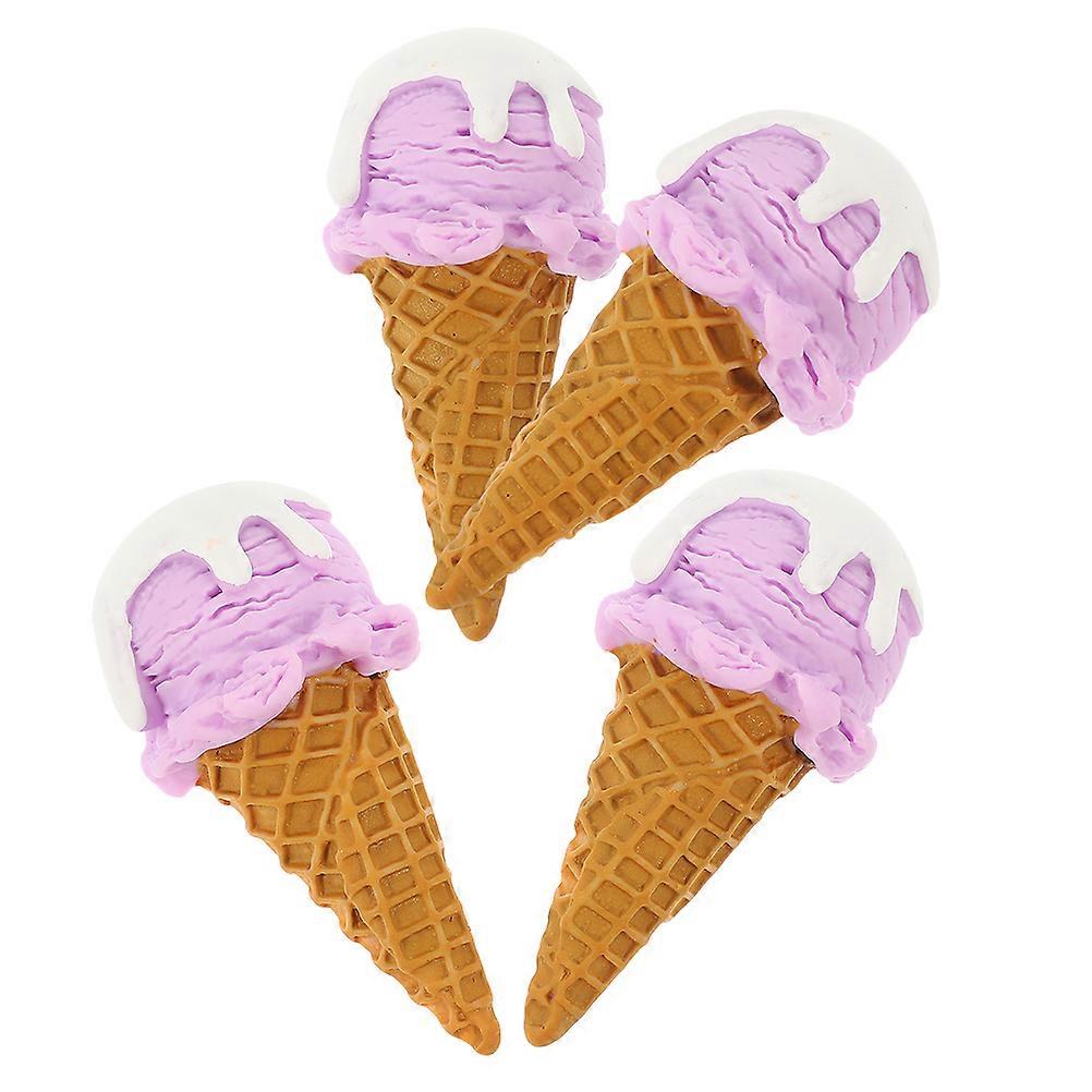 Fake Ice Cream Cone Prop for Decoration 4Pcs Resin Party Display