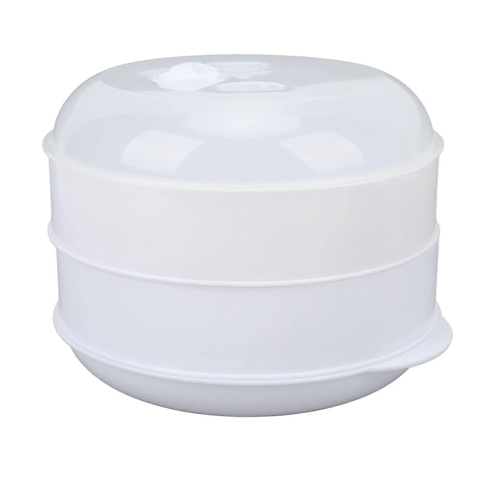 Microwave Vegetable Steamer with Transparent Lid and Dual Handles, Large Double Layer for Healthy Cooking