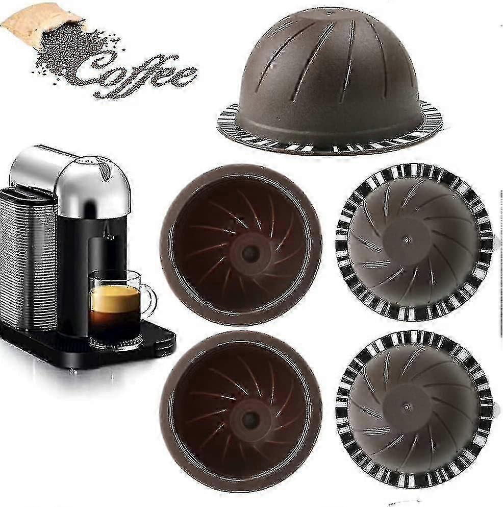 Refillable Vertuo Pods, 5 Reusable Capsules for Coffee Machines, 150ml Brown