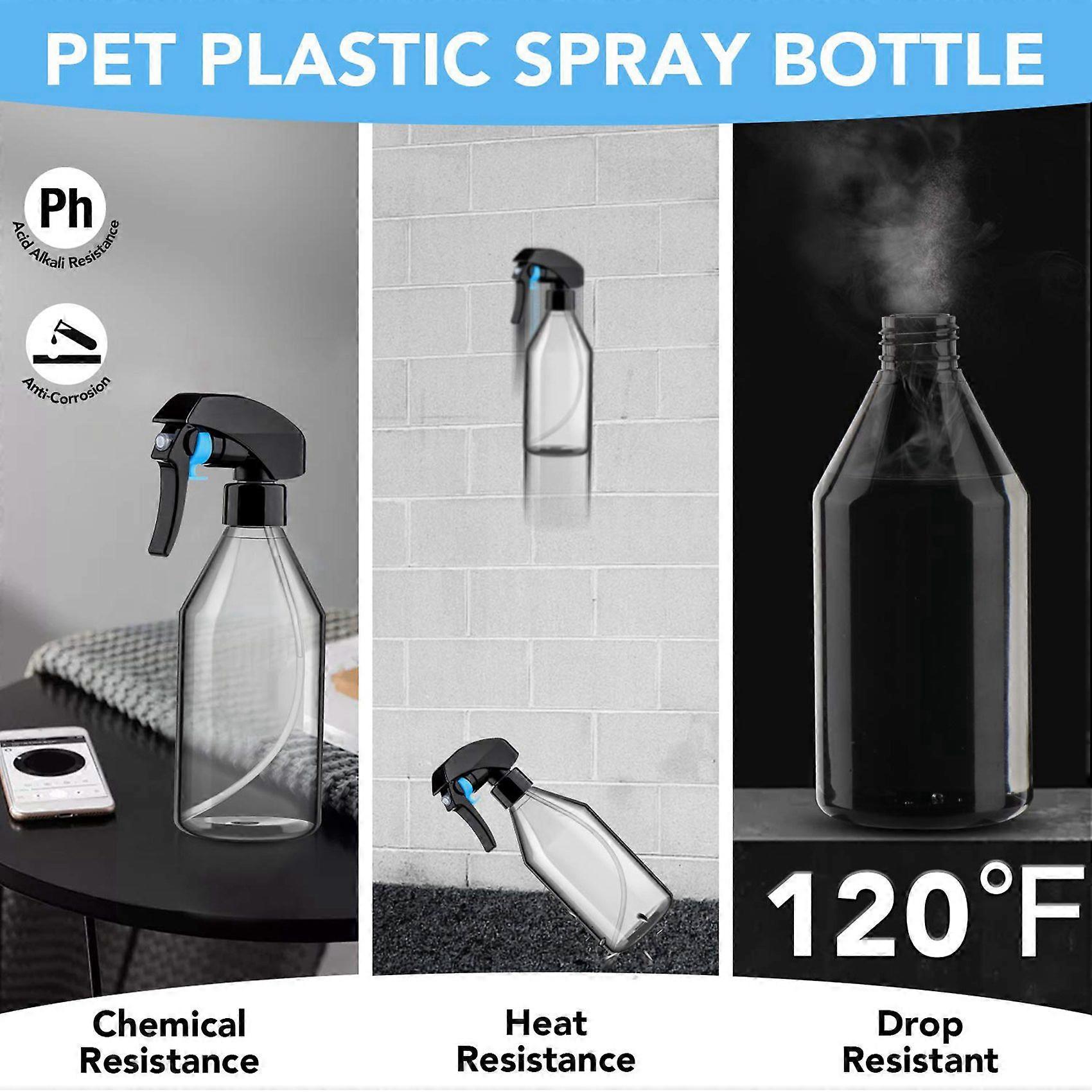 Plastic Spray Bottles for Cleaning Solutions,10OZ Reusable Empty Container with Durable Black Trigger Sprayer, 6Pack