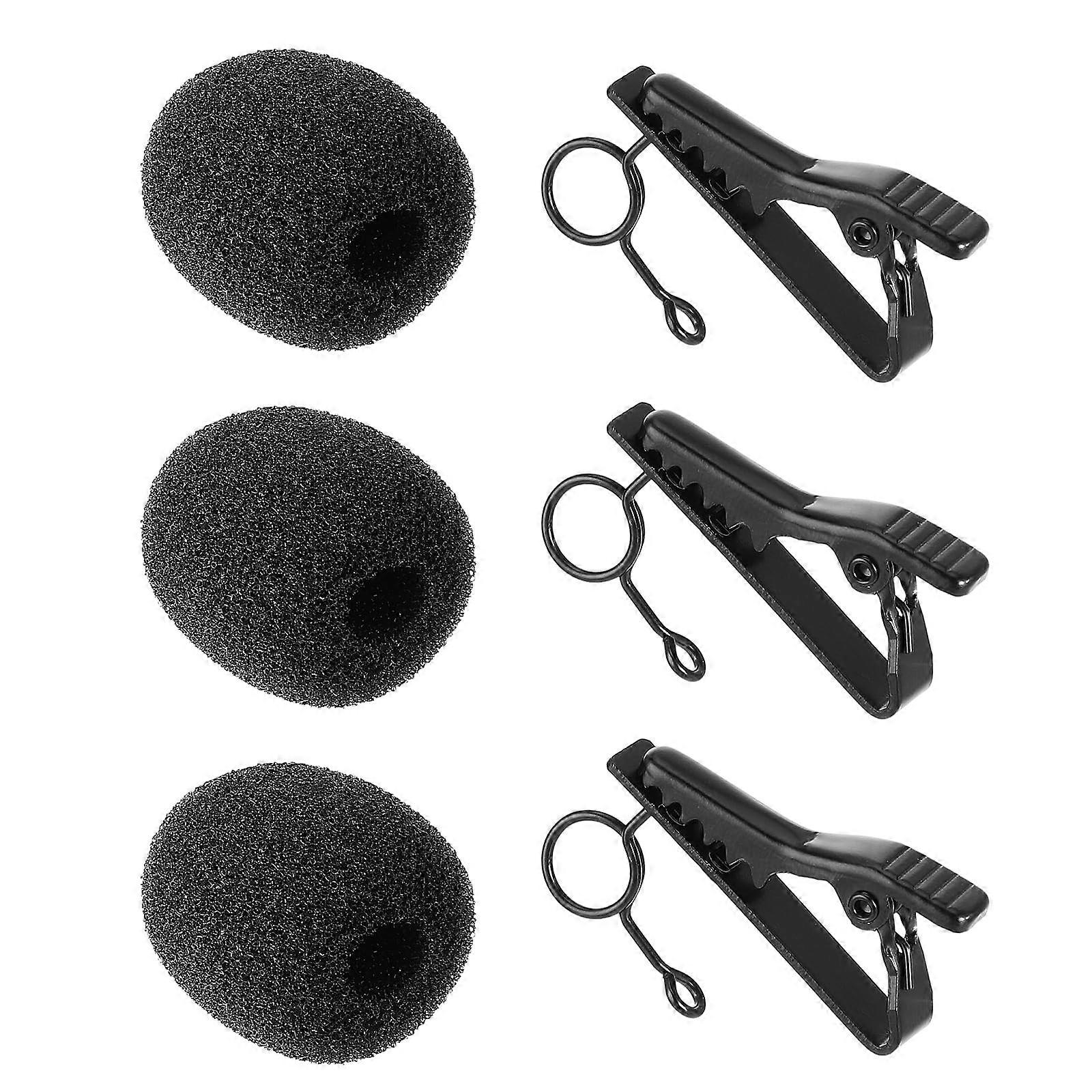 Lavalier Microphone Accessories with Noise Reduction Foam Covers and 360° Lapel Mic Clips Set