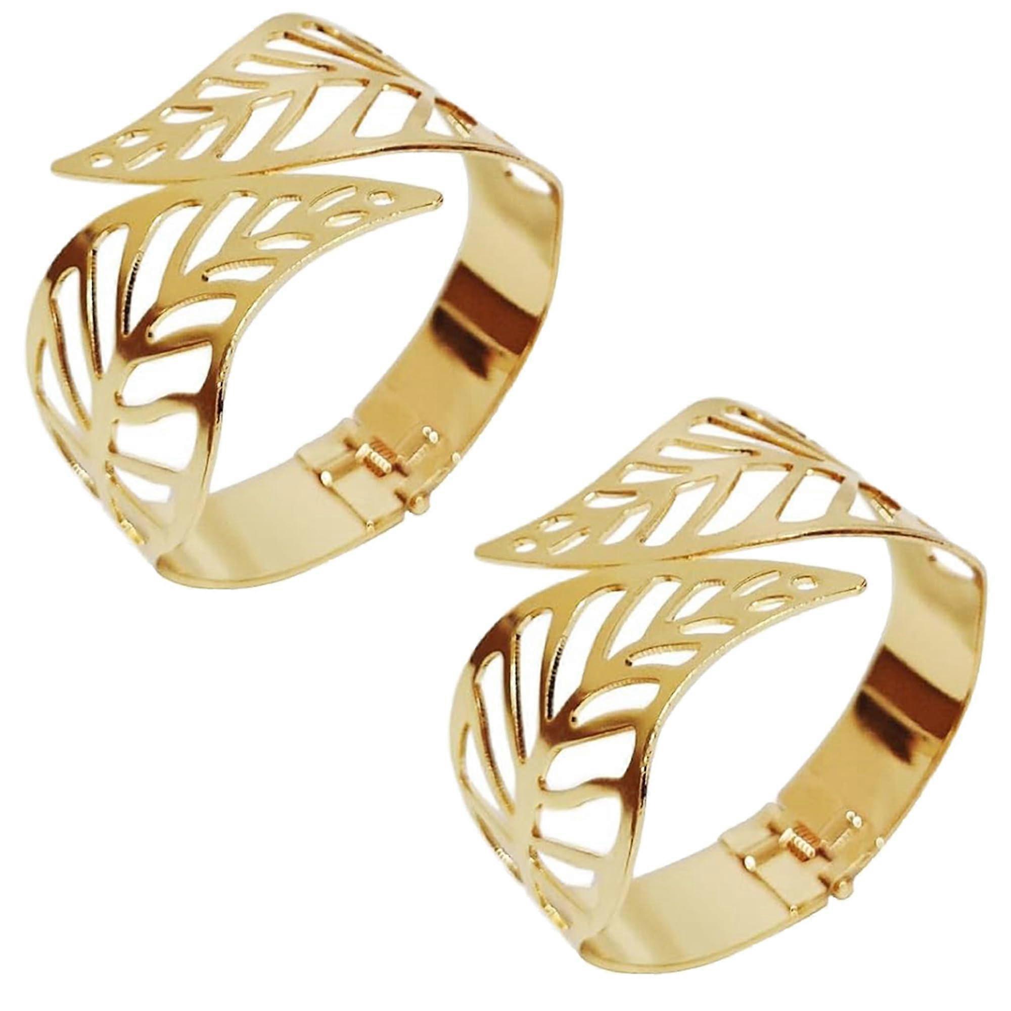 Gold Leaf Curtain Tiebacks 2 Pack with Self‑Closing Spring, Decorative Metal Holdbacks for Home Decor