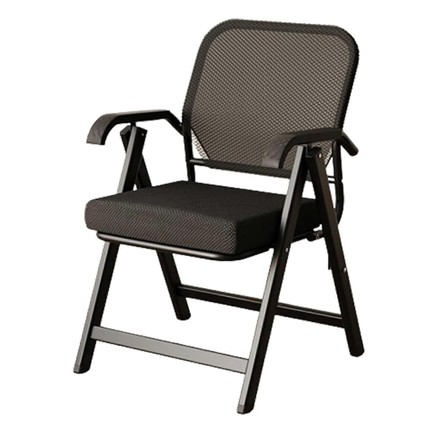 Folding Office Chair with Ergonomic Back Support, Padded Seat, Mesh Back, Steel Frame, Black