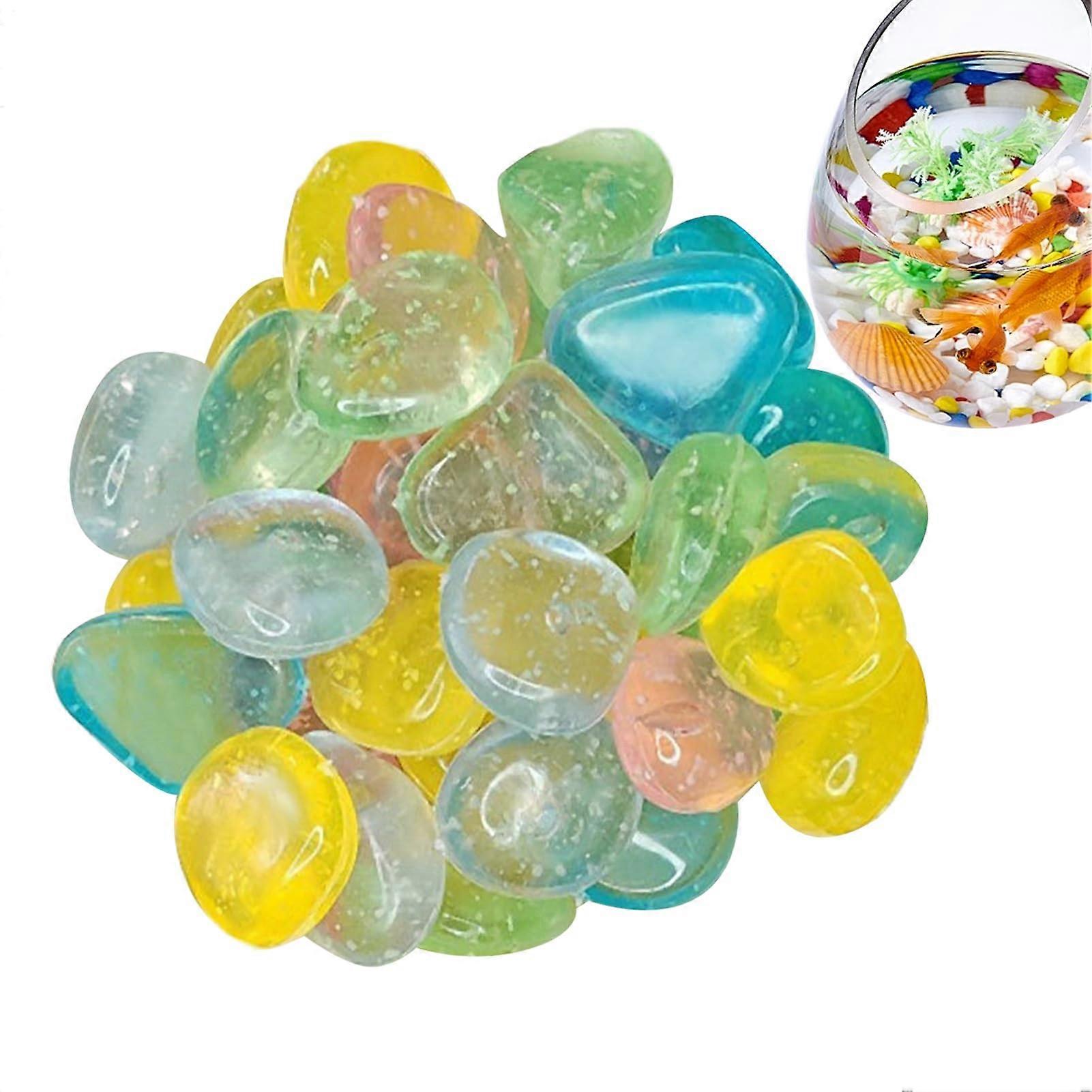 Glow in the Dark Garden Pebbles for Landscaping, LongLasting Decorative Stones for Pathway and Aquarium