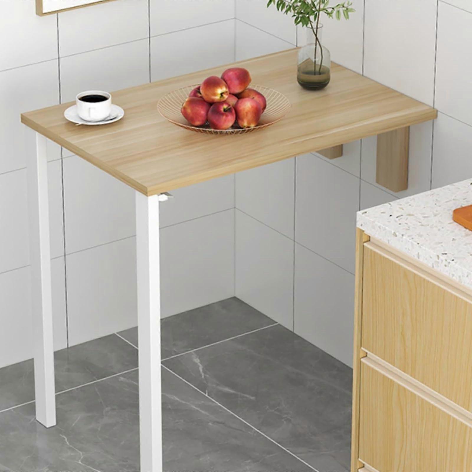 Wall Mounted Folding Table Fold Down Desk Space Saving Drop Leaf Workstation with Steel Frame White 90x30x90cm