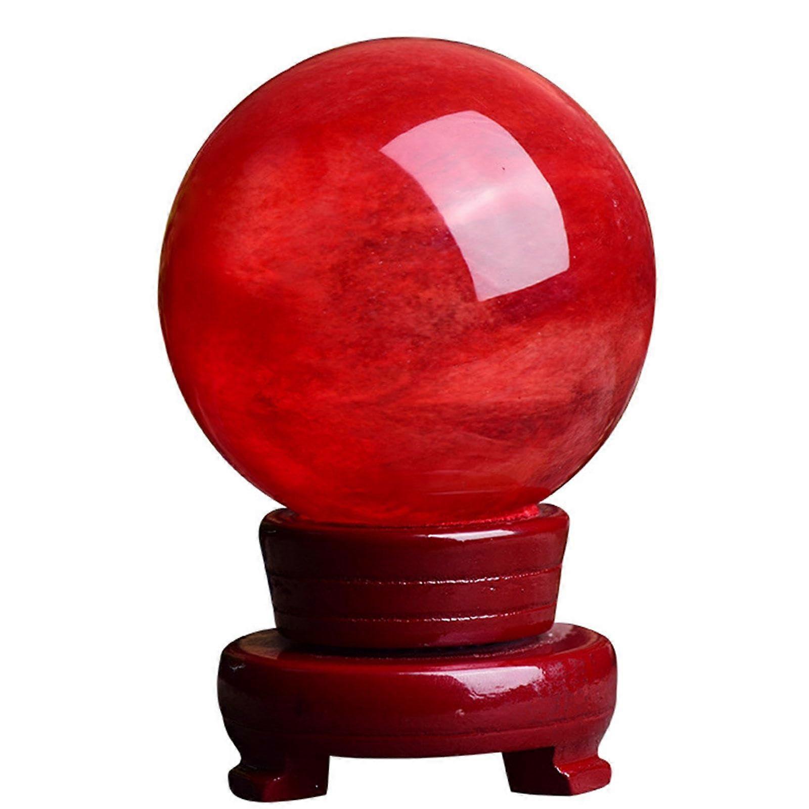 15cm Red Crystal Ruby Sphere with Stand for Feng Shui Home Décor and Immediate Visual Impact